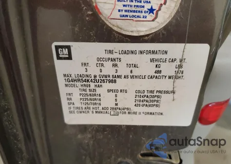 2002 Buick Lesabre Limited z USA, uszkodzony, nr VIN 1G4HR54K42U267988